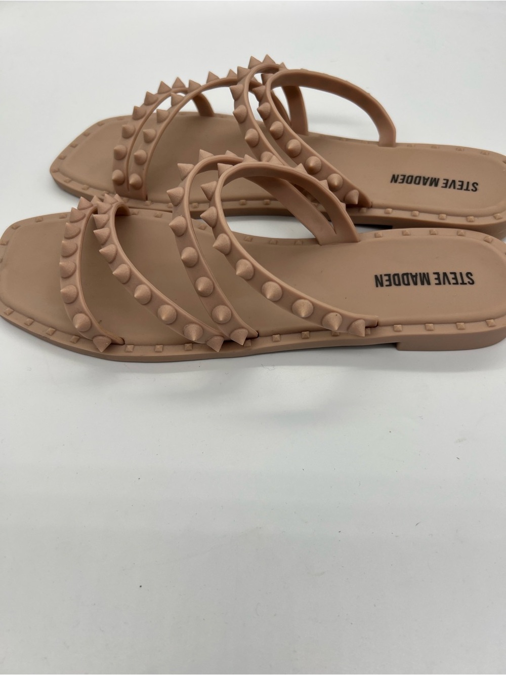 Steve Madden Skylar Nude Studded Slide Sandals - Picture 3 of 5